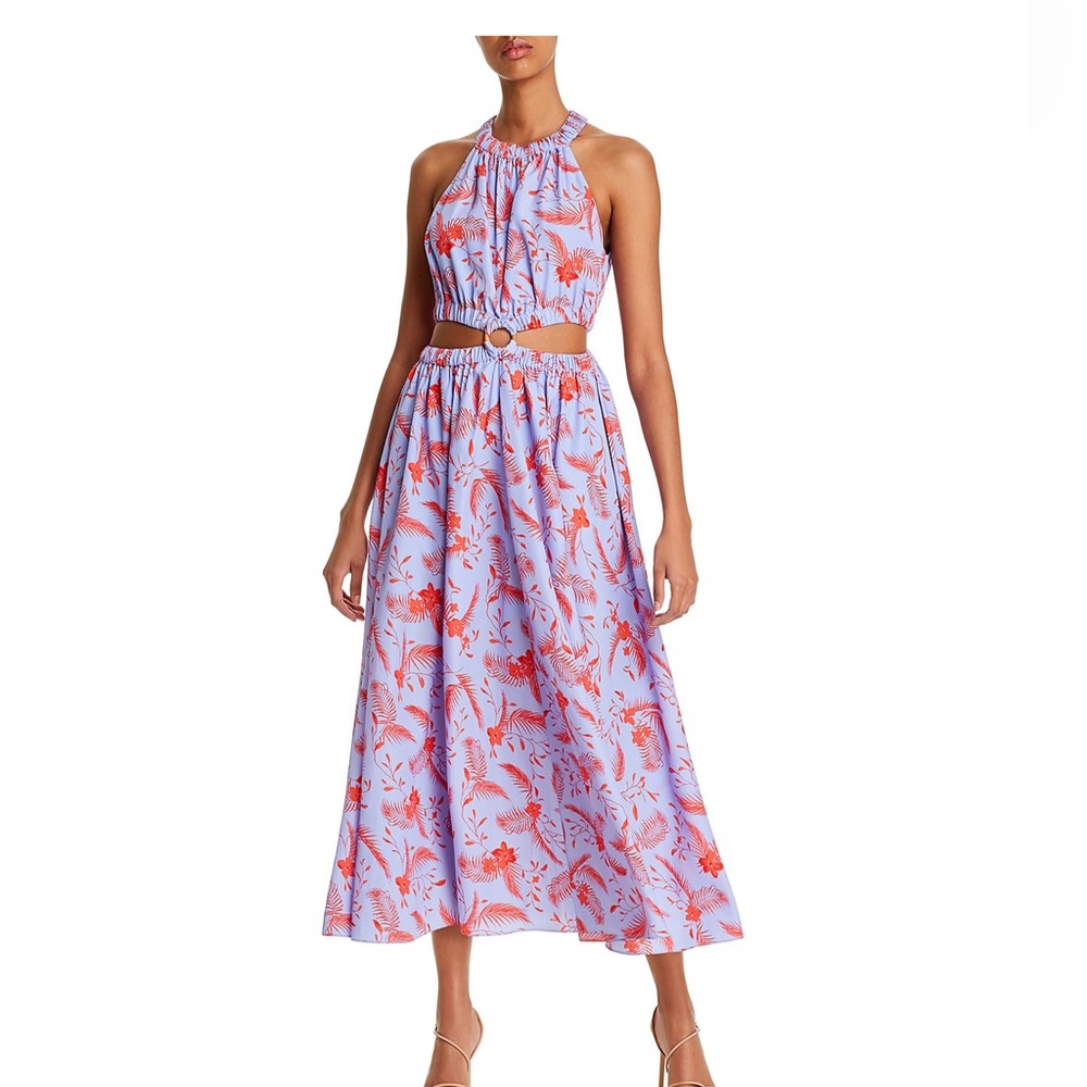 Likely karrica botanical print cutout dress